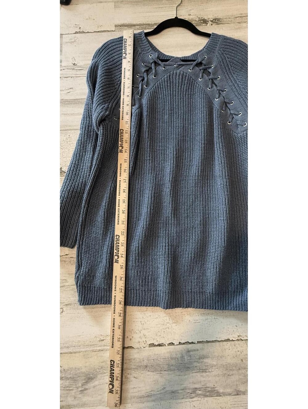 She + Sky Women's Small Lace-Up Detail Knit Sweater Pullover - Picture 7 of 12